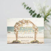 Beach Wedding Arbor Rose Dankeskarte (Stehend Vorderseite)