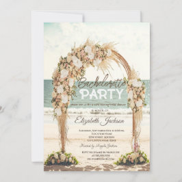 Beach Wedding Arbor Rose Glass Bachelorette Einladung