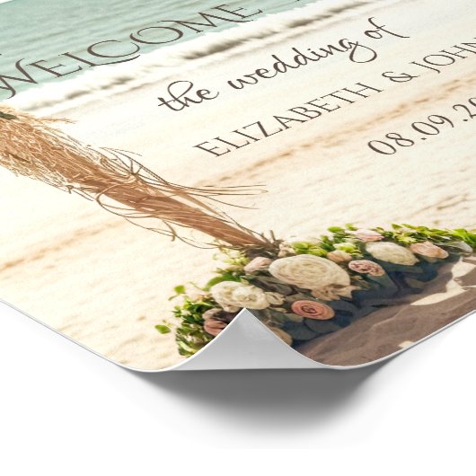 Beach Wedding Arbor Rose Poster (Ecke)