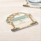 Beach Wedding Arbor Rose Rechteckiger Pappuntersetzer (angewinkelt)