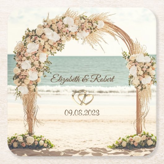 Beach Wedding Arbor Rose Rechteckiger Pappuntersetzer (Vorderseite)