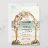 Beach Wedding Arbor Rose Script Hochzeit Einladung (Vorderseite)