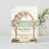 Beach Wedding Arbor Rose UAWG Einladung (Stehend Vorderseite)