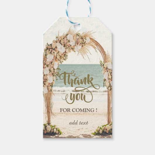 Beach Wedding Arbor Rose Vielen Dank Geschenkanhänger (Vorderseite)