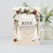 Beach Wedding Arbor RSVP Karte (Stehend Vorderseite)