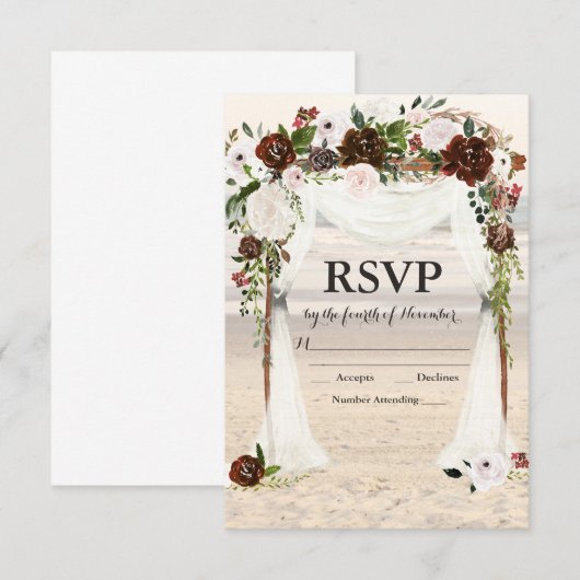 Beach Wedding Arbor RSVP Karte (Vorne/Hinten)