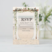 Beach Wedding Arbor RSVP Karte (Stehend Vorderseite)