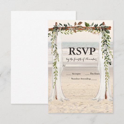 Beach Wedding Arbor RSVP Karte (Vorne/Hinten)