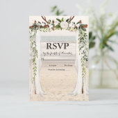 Beach Wedding Arbor RSVP Karte (Stehend Vorderseite)