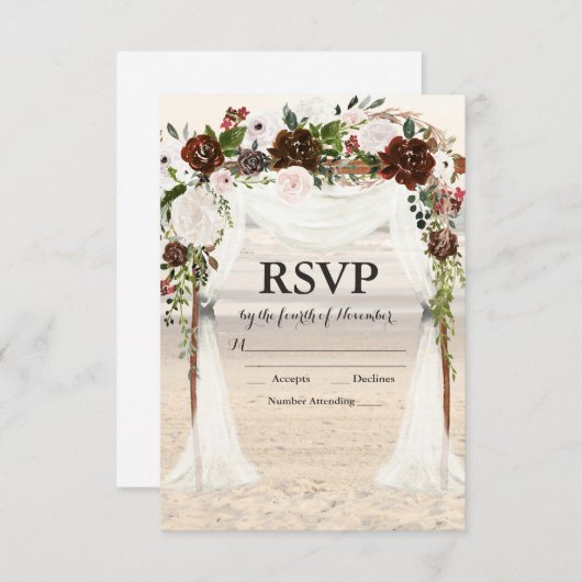 Beach Wedding Arbor RSVP Karte (Vorne/Hinten)