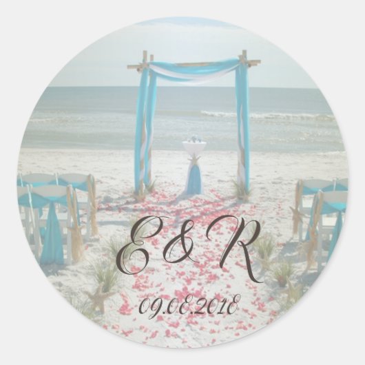 Beach Wedding Arbor Runder Aufkleber (Vorderseite)