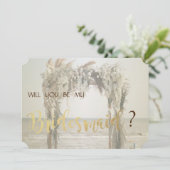 Beach Wedding Arch Bridesmaid Card Einladung (Stehend Vorderseite)
