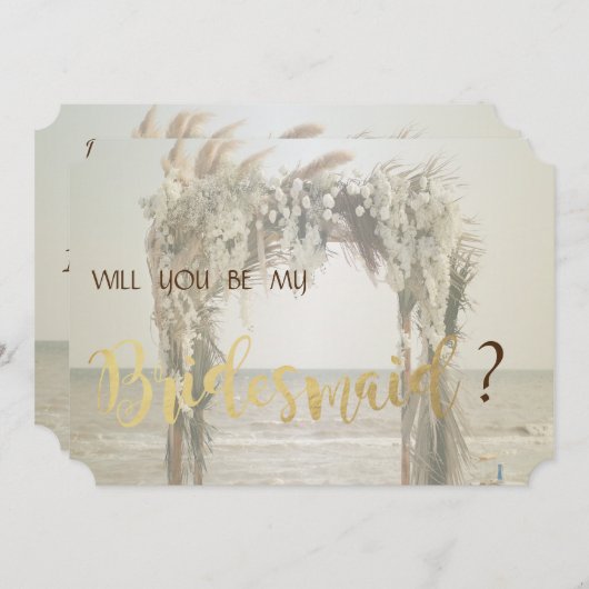 Beach Wedding Arch Bridesmaid Card Einladung (Vorne/Hinten)