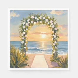 Beach Wedding Arch Floral Watercolor Serviette