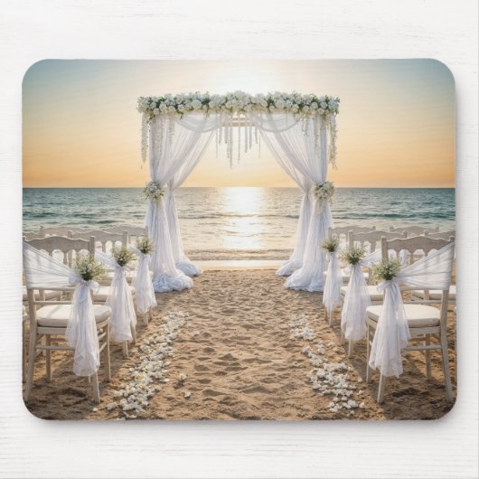 Beach Wedding Arch With Sunset Sky Mousepad (Vorne)