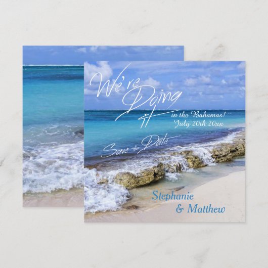 Beach Wedding Bahamas Save the Date (Vorne/Hinten)