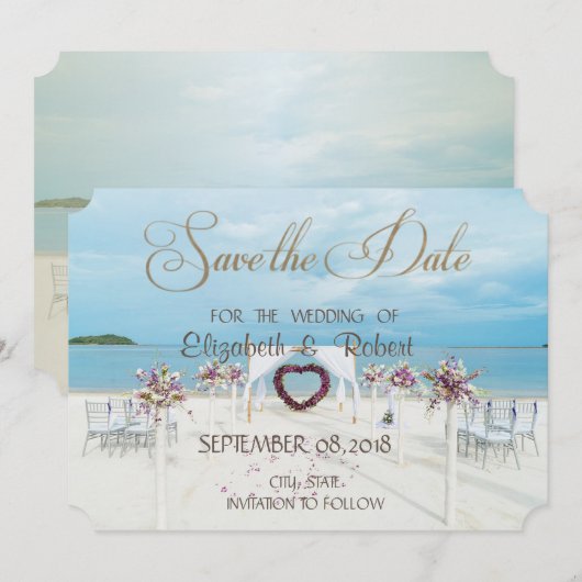 Beach Wedding, Bloral Arbor Save the Date (Vorne/Hinten)