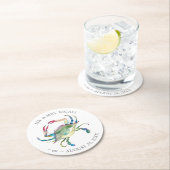 Beach Wedding Blue Crab Custom Drinks Coasters Runder Pappuntersetzer (Vor Ort)