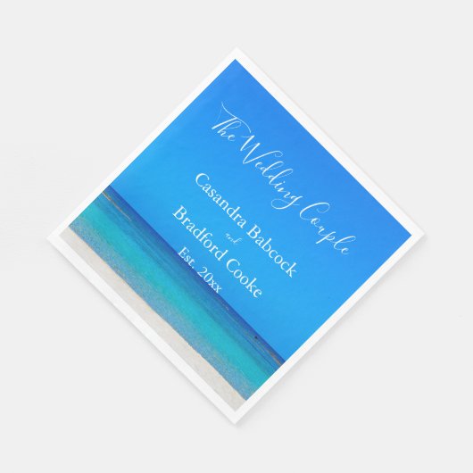Beach Wedding Blue Ocean Napkins Serviette (Ecke)