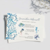 Beach Wedding Blue Watercolor Illustriert Einladung