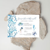 Beach Wedding Blue Watercolor Illustriert Einladung