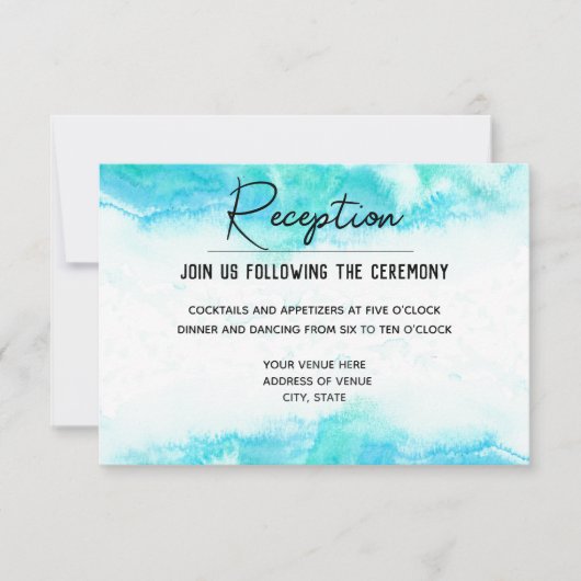 Beach Wedding Blue Wave Empfang Informationskarte RSVP Karte (Vorderseite)