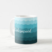 Beach Wedding Blue Waves Bridesmaid mit Namen Kaffeetasse (Vorderseite Links)
