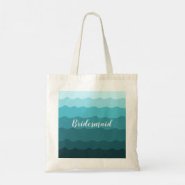 Beach Wedding Blue Waves Bridesmaid mit Namen Tragetasche