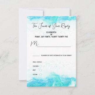 Beach Wedding Blue Waves Meal Choice RSVP Card Karte