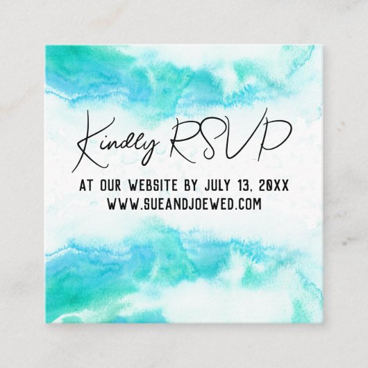 Beach Wedding Blue Waves Mini Website Enclosure Ca Begleitkarte (Vorderseite)