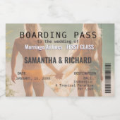 Beach Wedding Boarding Pass Romantic  Alkoholflaschenetikett (Einzelnes Label)