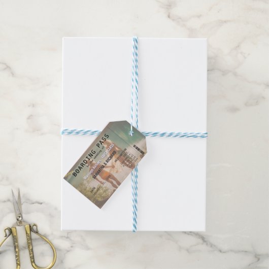 Beach Wedding Boarding Pass Romantic  Geschenkanhänger (Mit Garn)