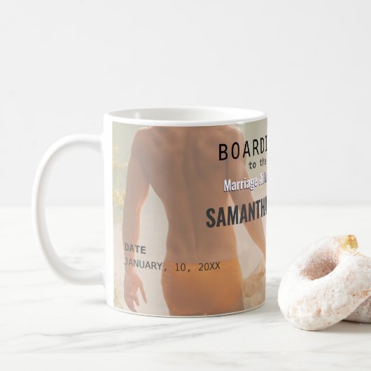 Beach Wedding Boarding Pass Romantic  Kaffeetasse (Mit Donut)
