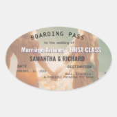 Beach Wedding Boarding Pass Romantic  Ovaler Aufkleber (Vorderseite)