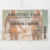 Beach Wedding Boarding Pass Romantic  Schaumweinetikett (Einzelnes Label)