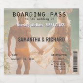 Beach Wedding Boarding Pass Romantic  Schaumweinetikett (Einzelnes Label)