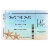 Beach Wedding Boarding Pass Save the Date Magnete (Horizontal)