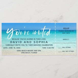 Beach Wedding Boarding Pass Ticket UAWG Einladung