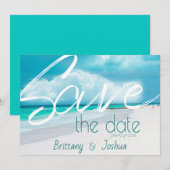 Beach Wedding Bold Save the Date Einladung (Vorne/Hinten)