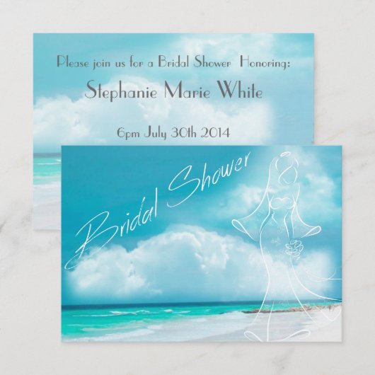 Beach Wedding Bridal Dusche Einladung (Vorne/Hinten)