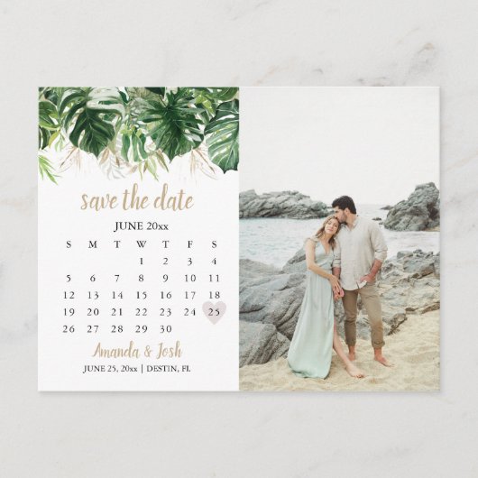 Beach Wedding Calendar Save the Date Foto Postkarte (Vorderseite)
