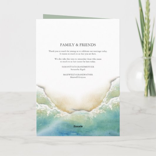 Beach Wedding Ceremony Pamphlet Template Programm (Rückseite)