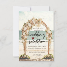 Beach Wedding Chic Arbor Rose Empfang Einladung