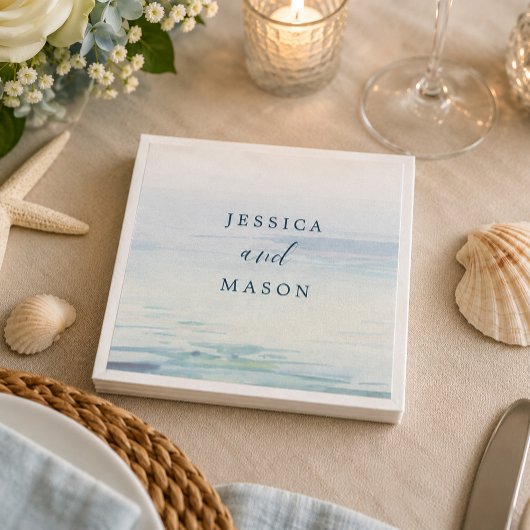 Beach Wedding Cocktail Napkin Serviette