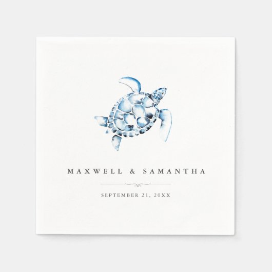 Beach Wedding Cocktail Napkins Sea Turtle Serviette (Vorderseite)