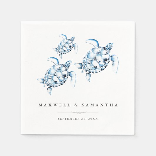 Beach Wedding Cocktail Napkins Sea Turtles Serviette (Vorderseite)