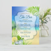 Beach Wedding Cool Mojito Palm Blätter Die offene  Menükarte (Stehend Vorderseite)