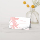 Beach Wedding Coral Palm Trees Platzkarte (Vorderseite)