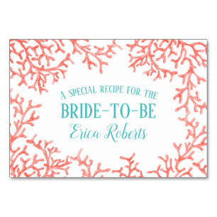 Beach Wedding Coral Reef Brautparty Rezept Tischnummer