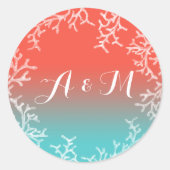 Beach Wedding Coral Reef Starfish Bevorzugung Runder Aufkleber (Vorderseite)